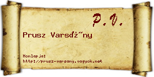 Prusz Varsány névjegykártya